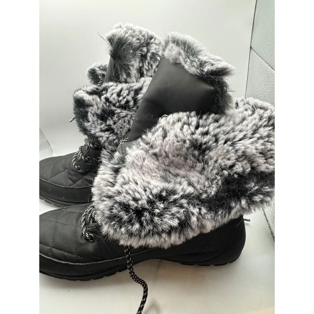 ARCTIC SHIELD Womens Black‎ Quilted Fur Trim Winter Snow Boots Size 10